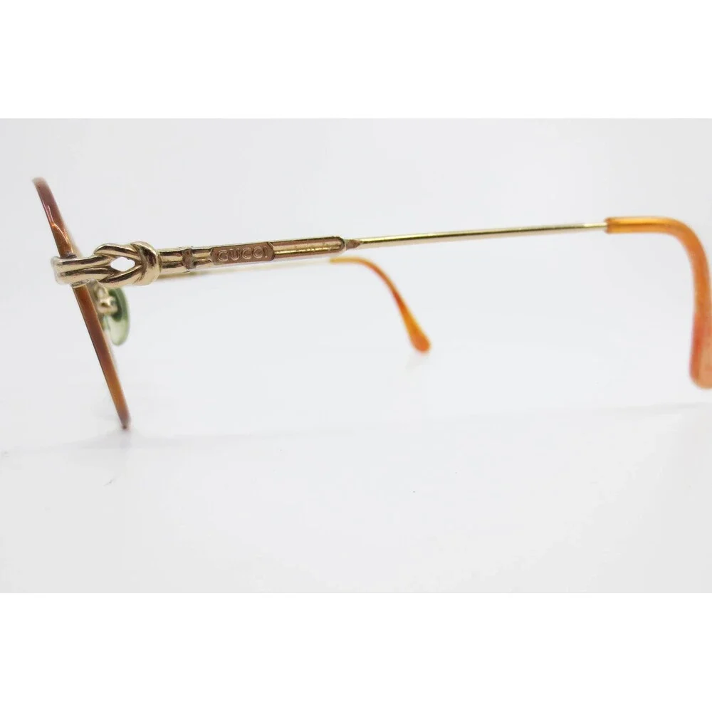 Gucci Vintage Oval Eyeglass Frames Gold Tone Knot Detail Italy 36039